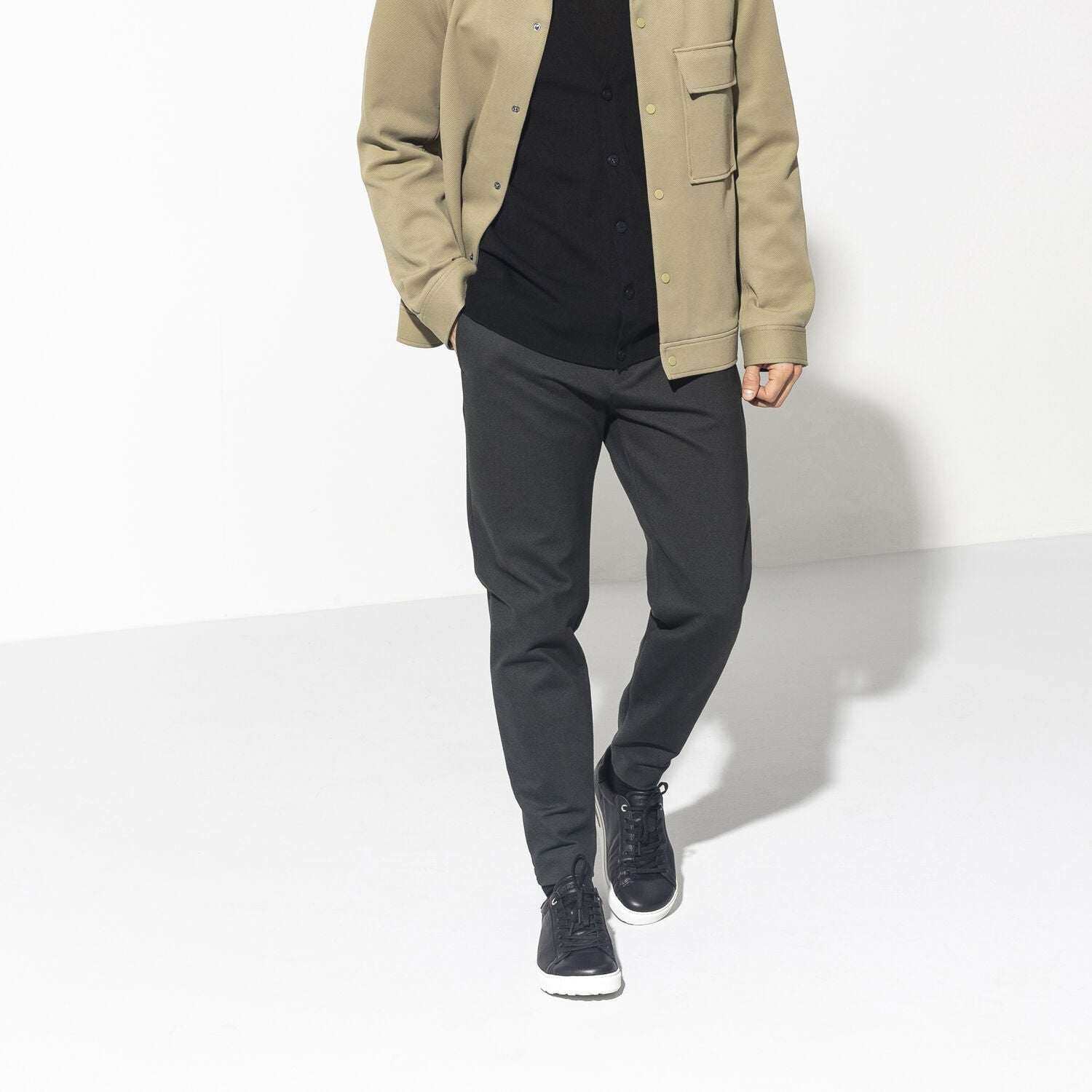 Bend Low, Natural Leather - Black leather sneaker - Image 3